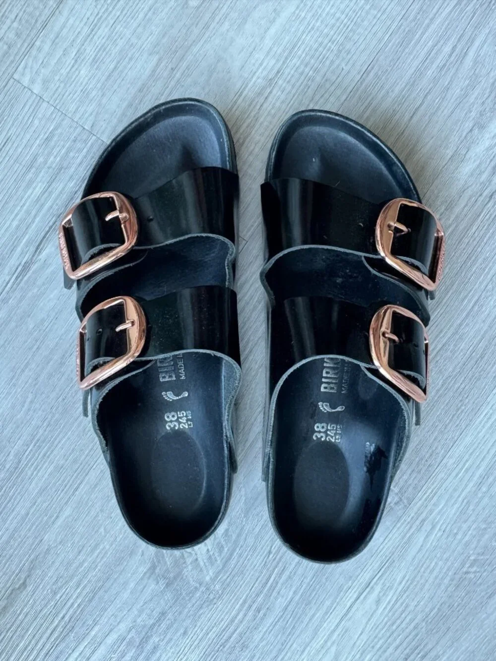 Birkenstock Arizona Big Buckle High Shine Exquisite – Black Size 38 / US 7–7.5